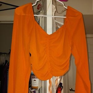 J FOR JUSTIFY orange semi sheer long sleeve